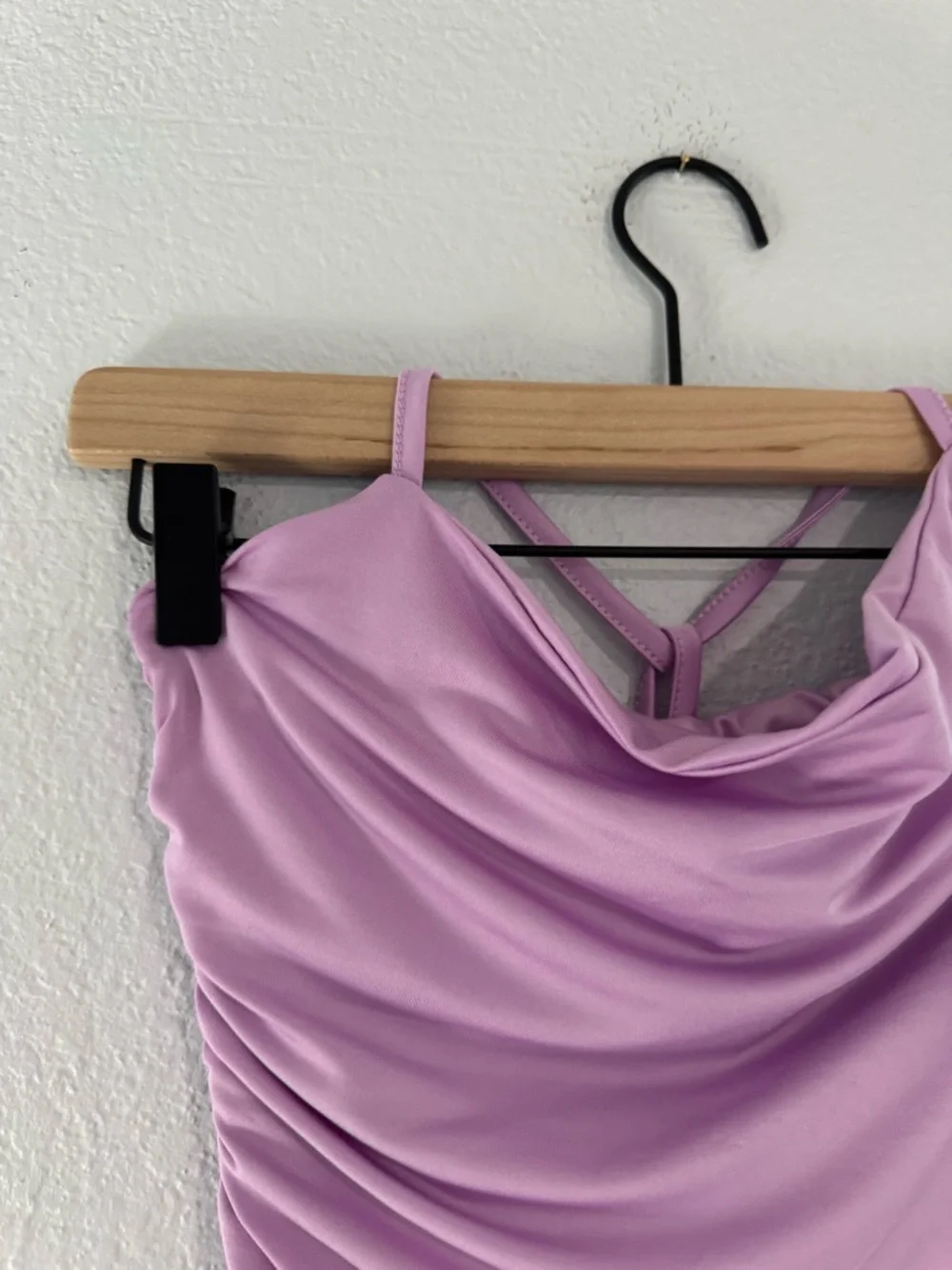 Lilac Ruched Tube Mini Dress with Halter Tie - Picture 2 of 3